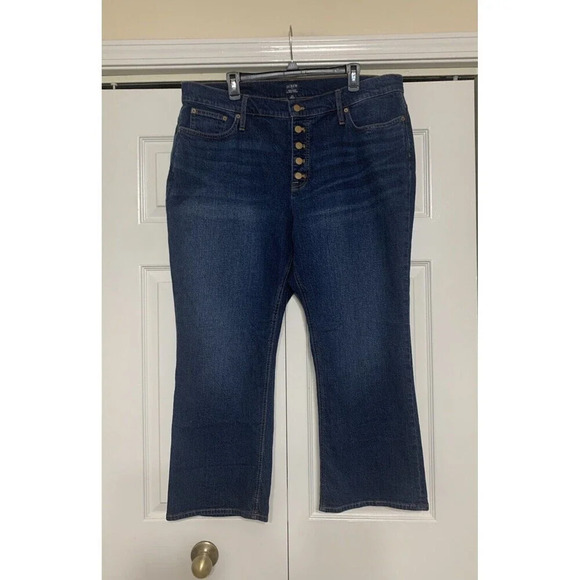 J Crew Mid Rise Flare Crop Button Fly Jeans Size 35 (HH14) - Picture 1 of 5